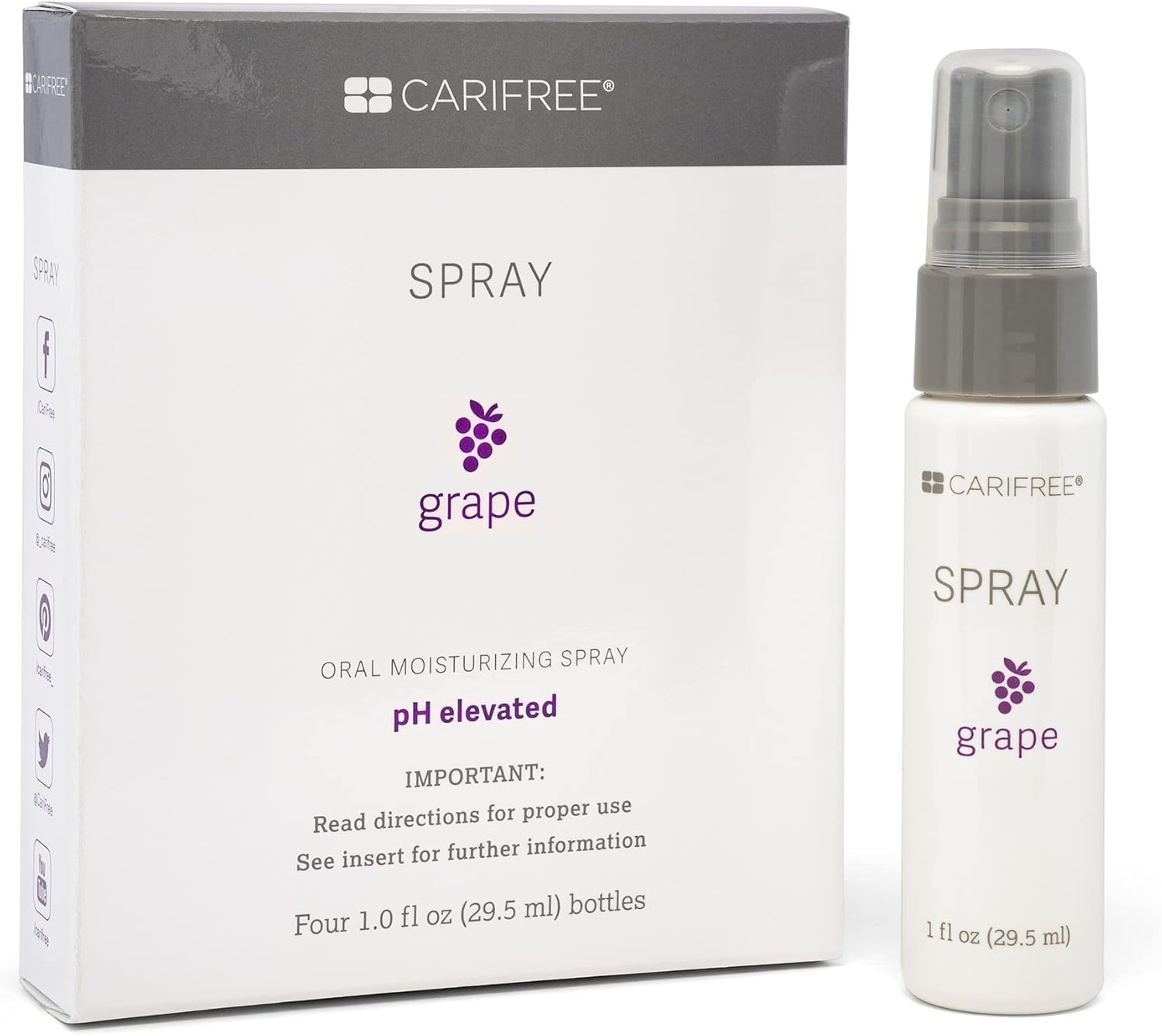 CariFree Oral Moisturizer Spray for Dental Hygiene (Grape) NonStaining and
