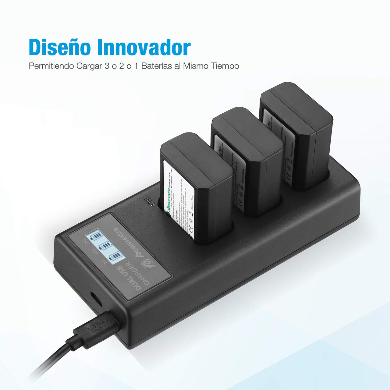 Batería NP-FW50 Reemplazo 3 x 1500mAh Recargable con Cargador LCD | Compatible con ZV-E10,Alpha A6400 A6000 A6300 A6500 A5000 A5100,A7 A7II A7R A7RII A7S A7SII