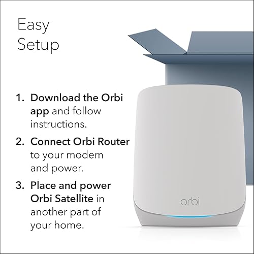 Miniatura 8 de NETGEAR Orbi Sistema de red de malla WiFi 6 de tres bandas para todo el hogar (RBK752P) - Router con 1 extensor de satélite, características de