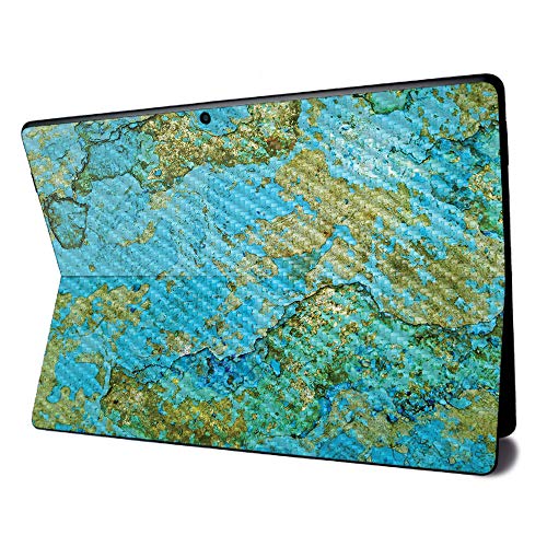 Image of MightySkins Carbon Fiber Skin for Microsoft Surface Pro X - Teal Marble | Textured Carbon Fiber Finish | Easy to Apply, Remove, and Change Styles | Made in The USA