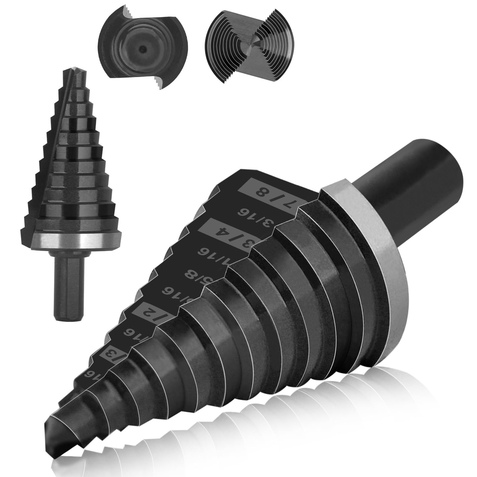 OXMUL M35 Step Drill Bit for Metal, 3/16 to 7/8, Cobalt Drill Bits, Extra-Heavy Duty for Stainless Steel, Hard Steel, Mild Metal, Aluminum, Wood,
