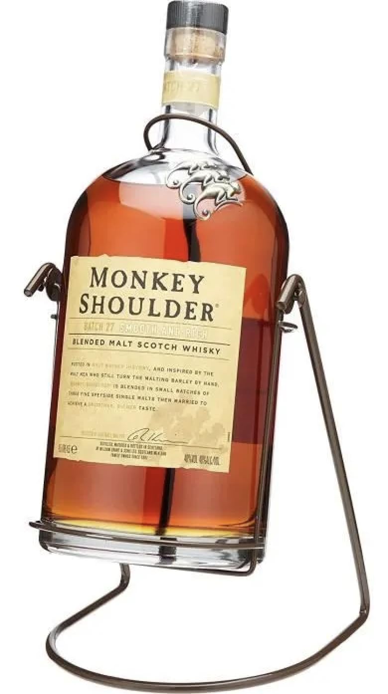 Monkey Shoulder Blended Malt Scotch Whisky 40% - “The Gorilla” I 4,5l Großflasche mit Ausgießhilfe I Mild. Vollmundig. Perfekt für Mixgetränke.