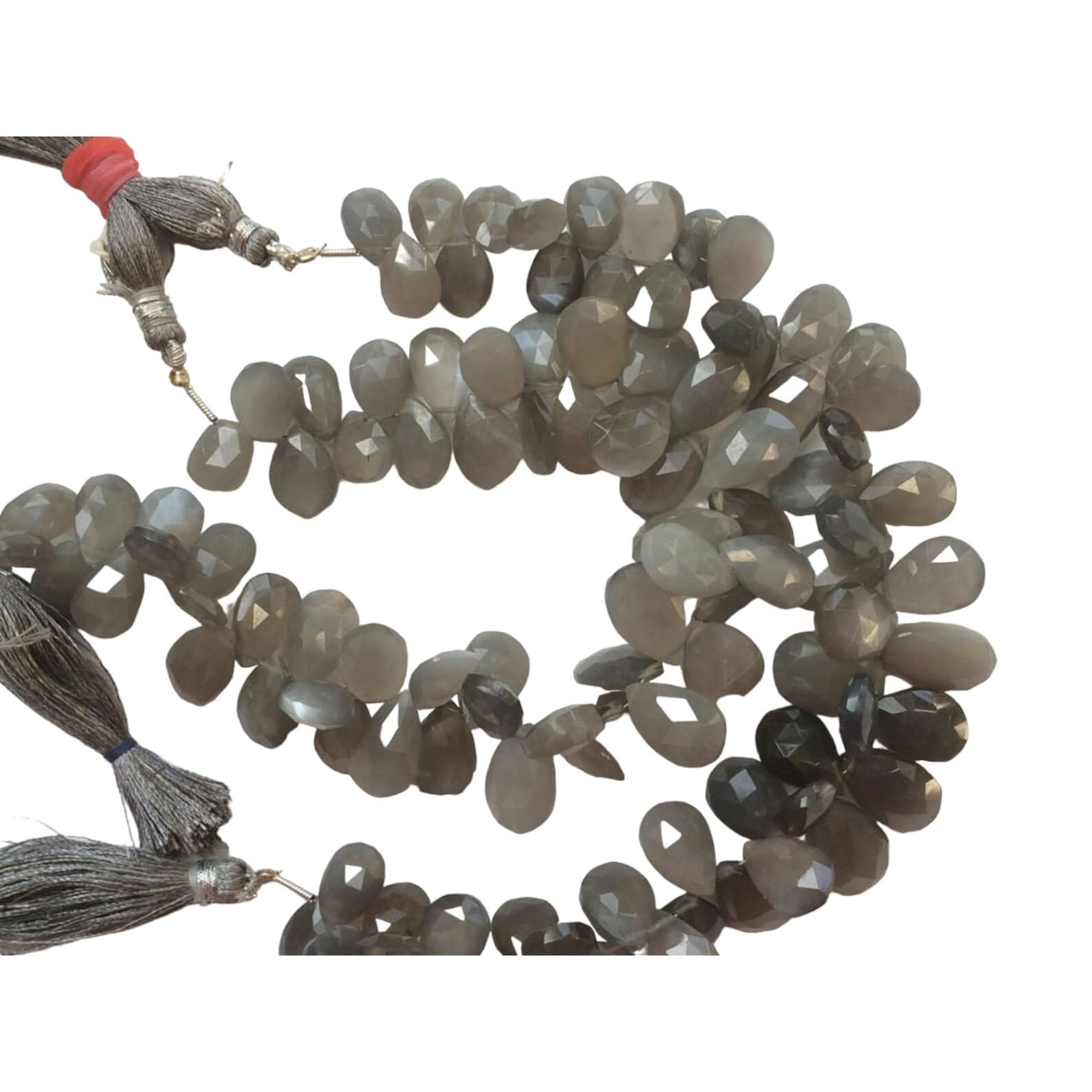 Perles de pierre de lune grise en poire pour un cadeau artisanal unique