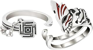 Ichigo Mask Couple Rings - Bankai Tensa Zangetsu Cosplay Silver Ring - Anime Accessories Rings Christmas Gifts for Kids Girls Teens Women Men