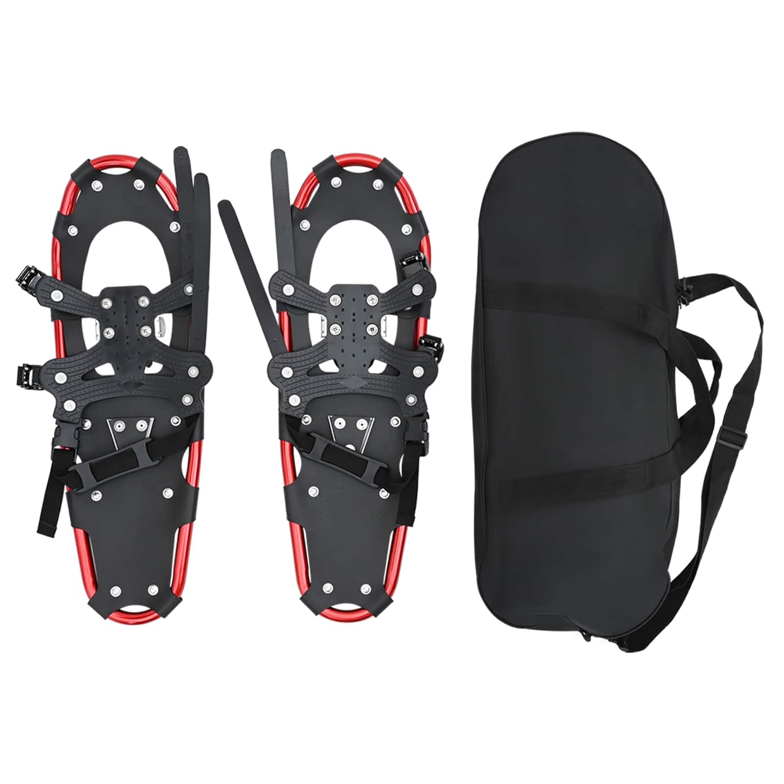 vidaXL Ciaspole 3 in 1 Rosso e Nero 63 x 21 cm Alluminio e HDPE, Ciaspole in alluminio per il giardino, attrezzatura outdoor regolabile, accessori moderni per camminare sulla neve