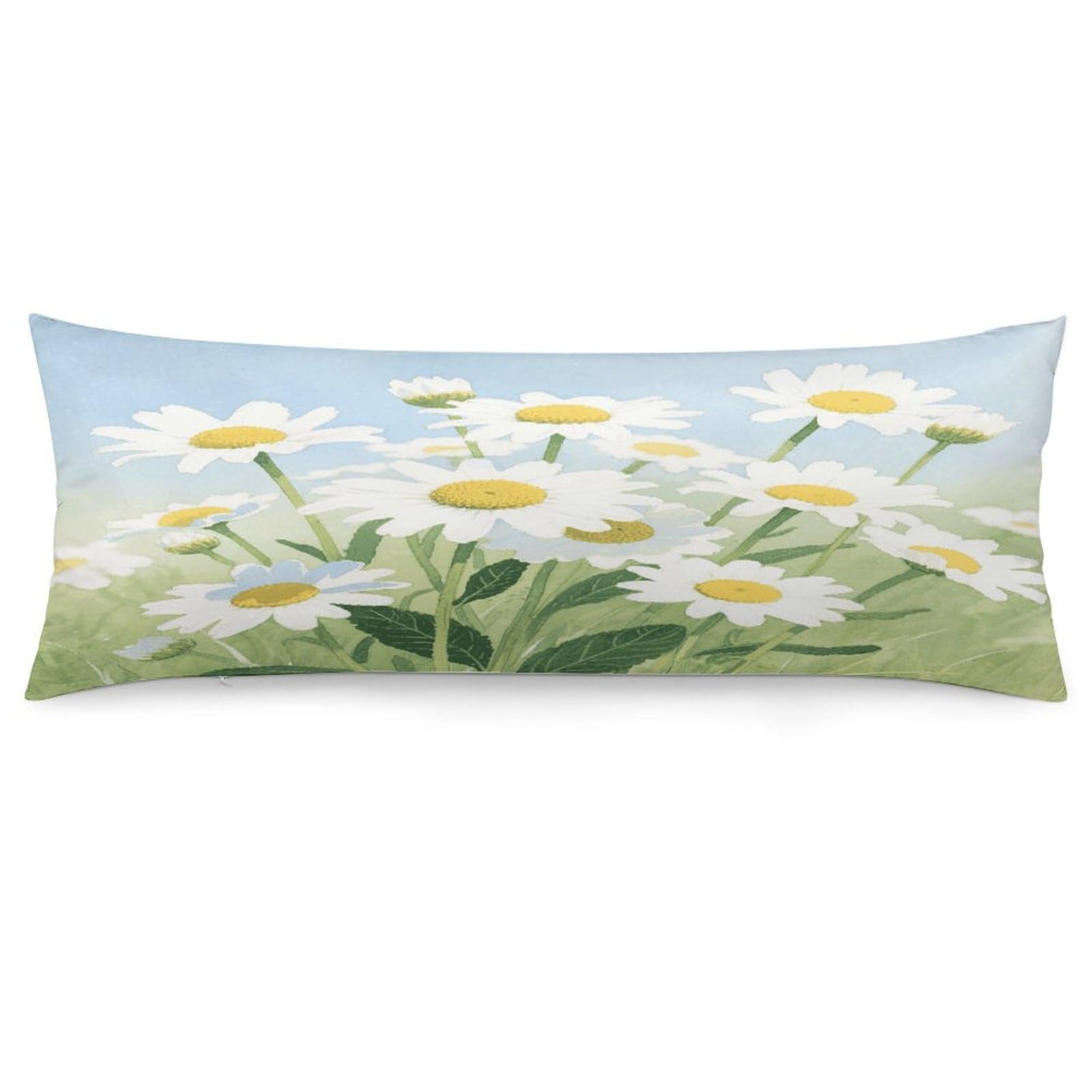 Watercolor Daisy Throw Pillow Cover Soft Pillow Case Decorative Lumbar Pillow Cover Cozy Throw Pillowcase Polyester Rectangular Cushion Case Decor for Couch Sofa Bed