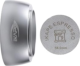 IKAPE Magnetic Dosing Funnel Set, 58MM Espresso Dosing Ring & Puck Screen Kit Compatible with 58MM Bottomless Portafilter - with 10 Small Magnet (Silver)