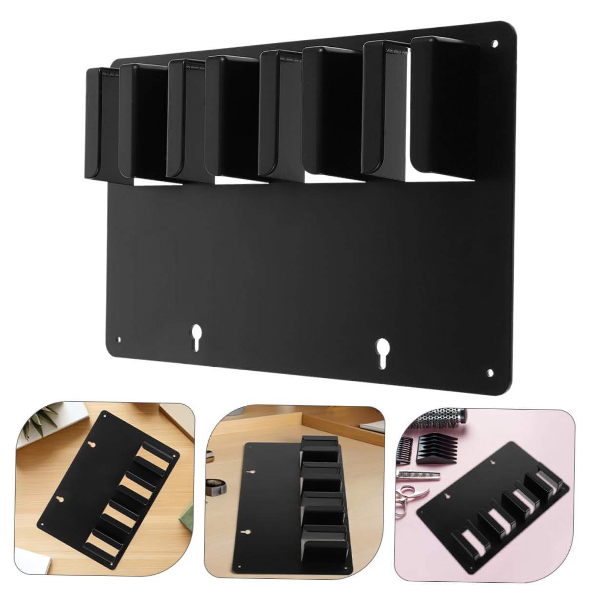 LIFKOME 3 Piezas Soporte para Cortapelos Eléctrico de Peluquería Organizador Pared Estante para Herramientas de Barbería Negro Compatible con Múltiples Modelos