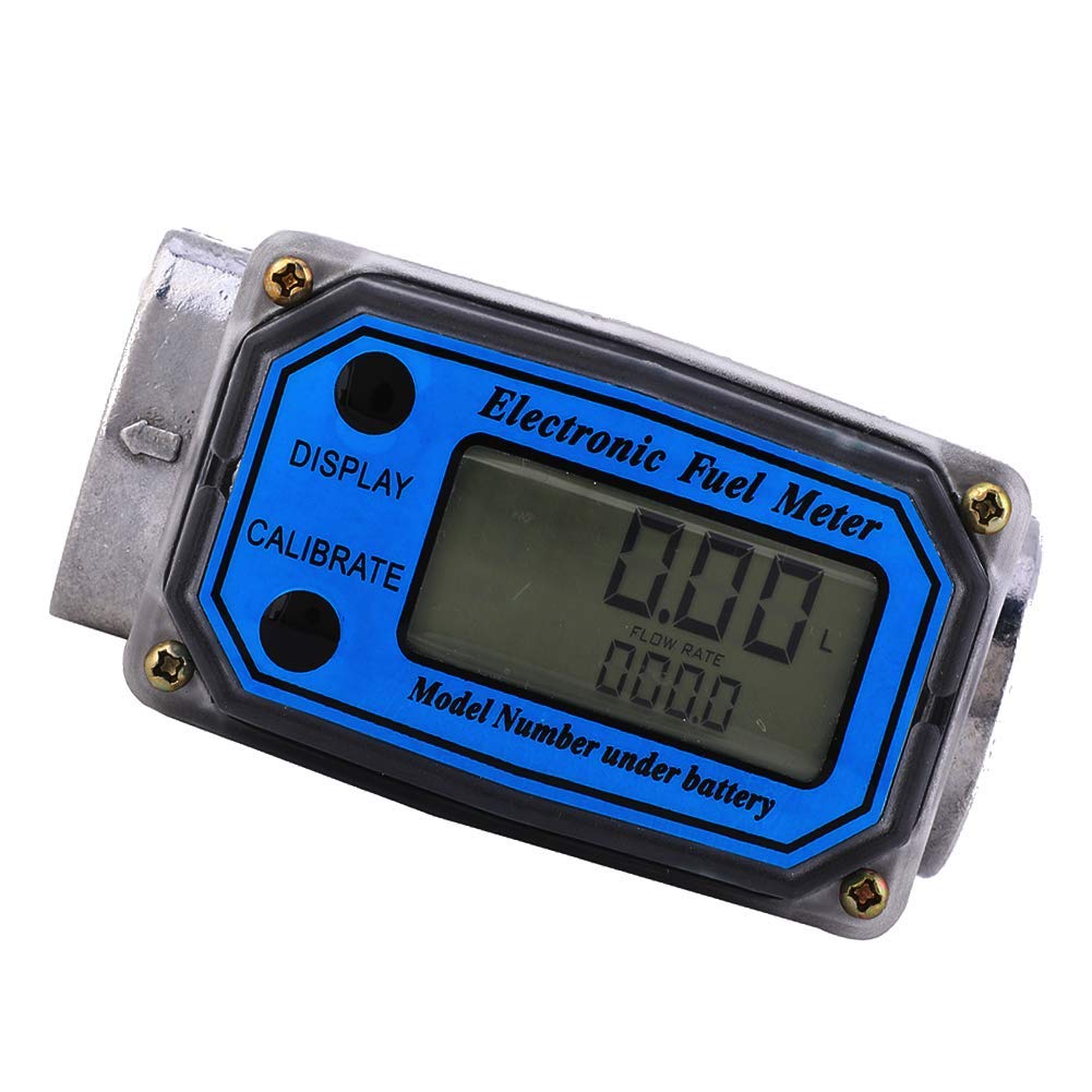 Débitmètre numérique en aluminium avec écran LCD pour carburant diesel kérosène, entrée/sortie FNPT 1 POUCE (10-100 LPM) - Unité de mesure compatible L/GAL/PTS/QTS