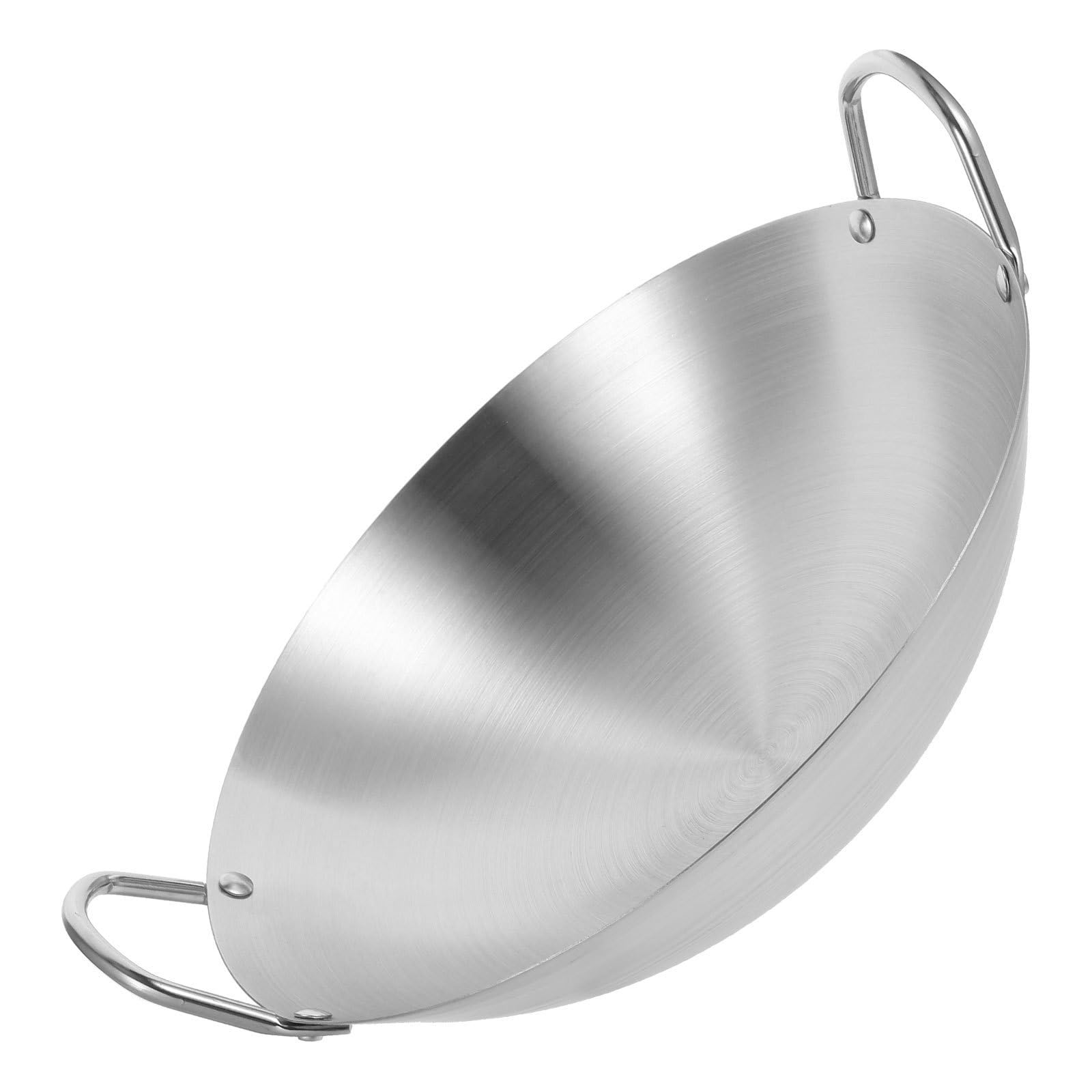 Kichvoe Wok Riscaldamento Rapido e Uniforme per Fondo Rotondo e Acciaio Inossidabile Doppia Maniglia Ergonomica Cucina Asiatica e Ristoranti