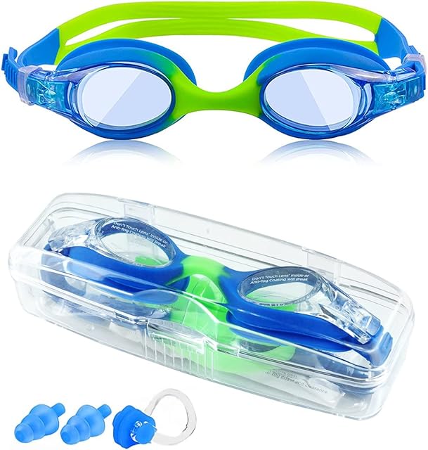 Victoper Kids Swimming Goggles 6-14 years, Waterproof HD Anti Fog No Leaking Wide Vision Soft Silicone Quick Adjust Split Yoke Comt Strap