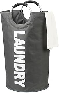 DOKEHOM 82L Paniers à linge (6 Couleurs), Pliable Sac à linge, Pliage Grande Capacité Corbeilles à linge (Gris Foncé, L)