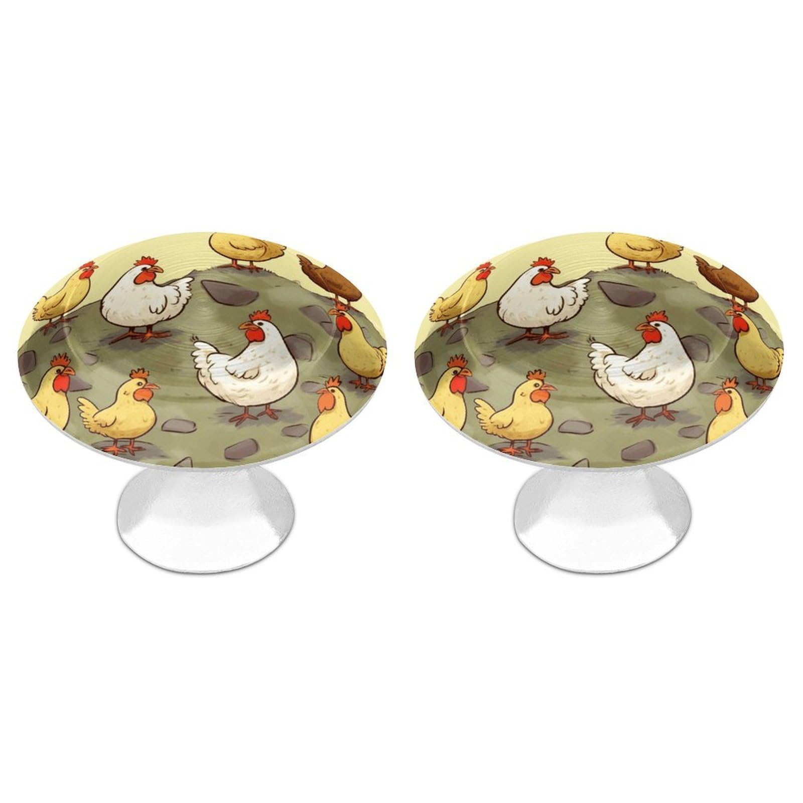 Fekiloot Style A Brood Of Chickens Cabinet Knobs Personality Stainless Steel Round Drawer Handles Circle Modern Cabinet Handles Drawer Knobs For Kitchen Dresser Bathroom Cupboard Furniture