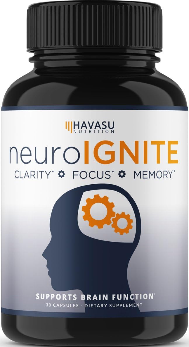 Havasu Nutrition Extra Strength Brain Supplement for Focus, Energy, Memory and Clarity, Mental Performance Nootropic with St Johns Wort, Supports Brain Function for Men and Women - 30 Capsules: Health & Personal Care