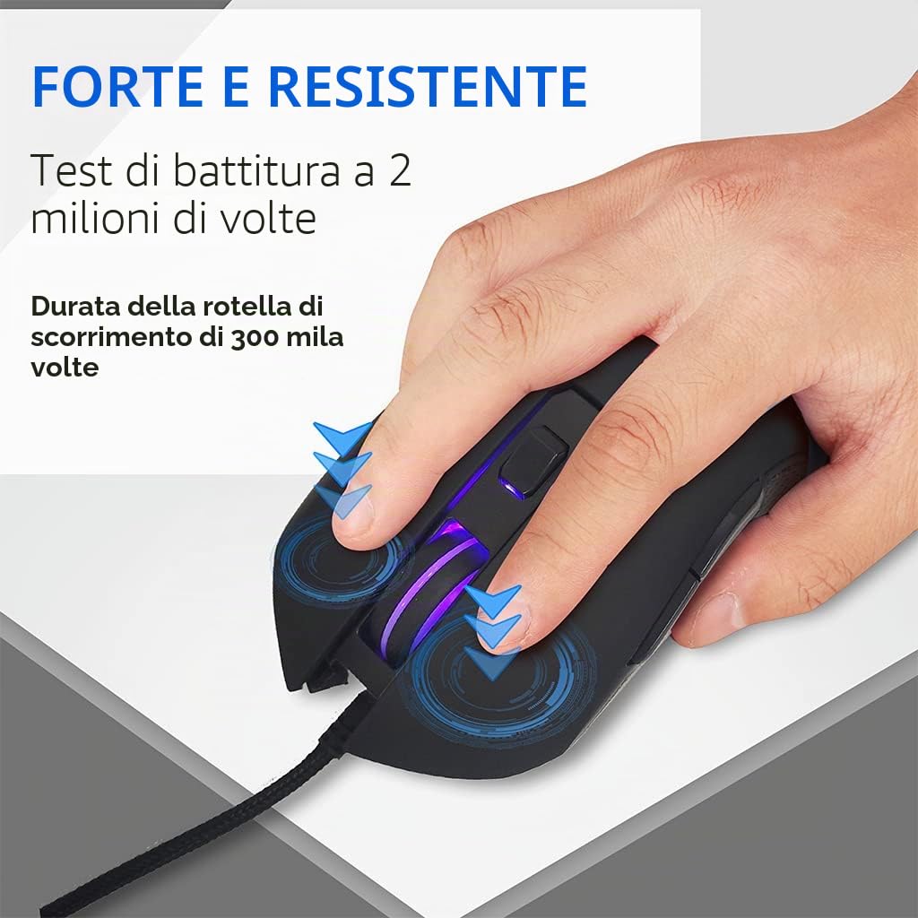 USB C Gaming Regolabile DPI 800-2400 Mouse Luce per PC Computer Portatile per Ufficio