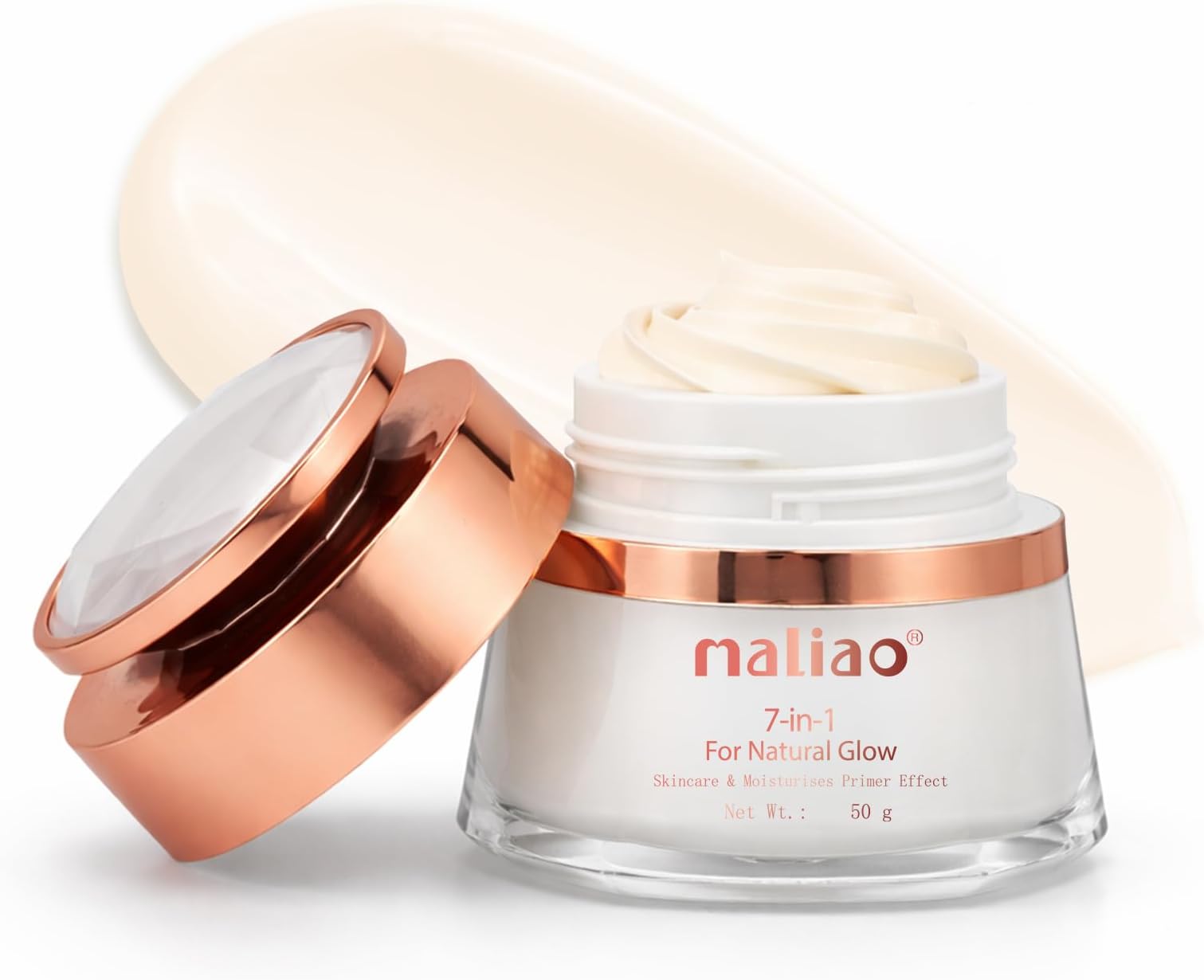 Maliao 7-in-1 Natural Glow Skincare & Moisturizer | Sunblock | Concealer | Age Miracle | Anti-Shine | Primer Base | 50g