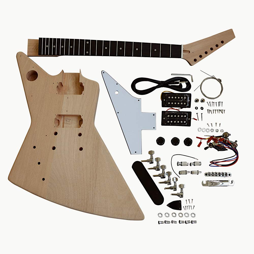Coban Guitars Electric Guitar DIY kit Build Left Handed EXPLW White Fittings