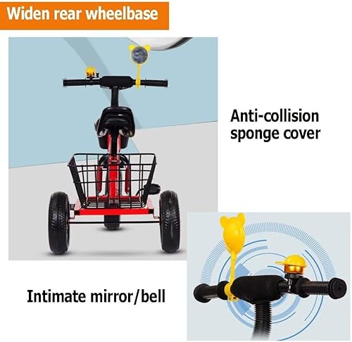 Miniatura 7 de Triciclos para niños pequeños de 3 a 5 años, triciclos para exteriores con cesta de plástico trasera grande, conducción independiente pequeña de 3