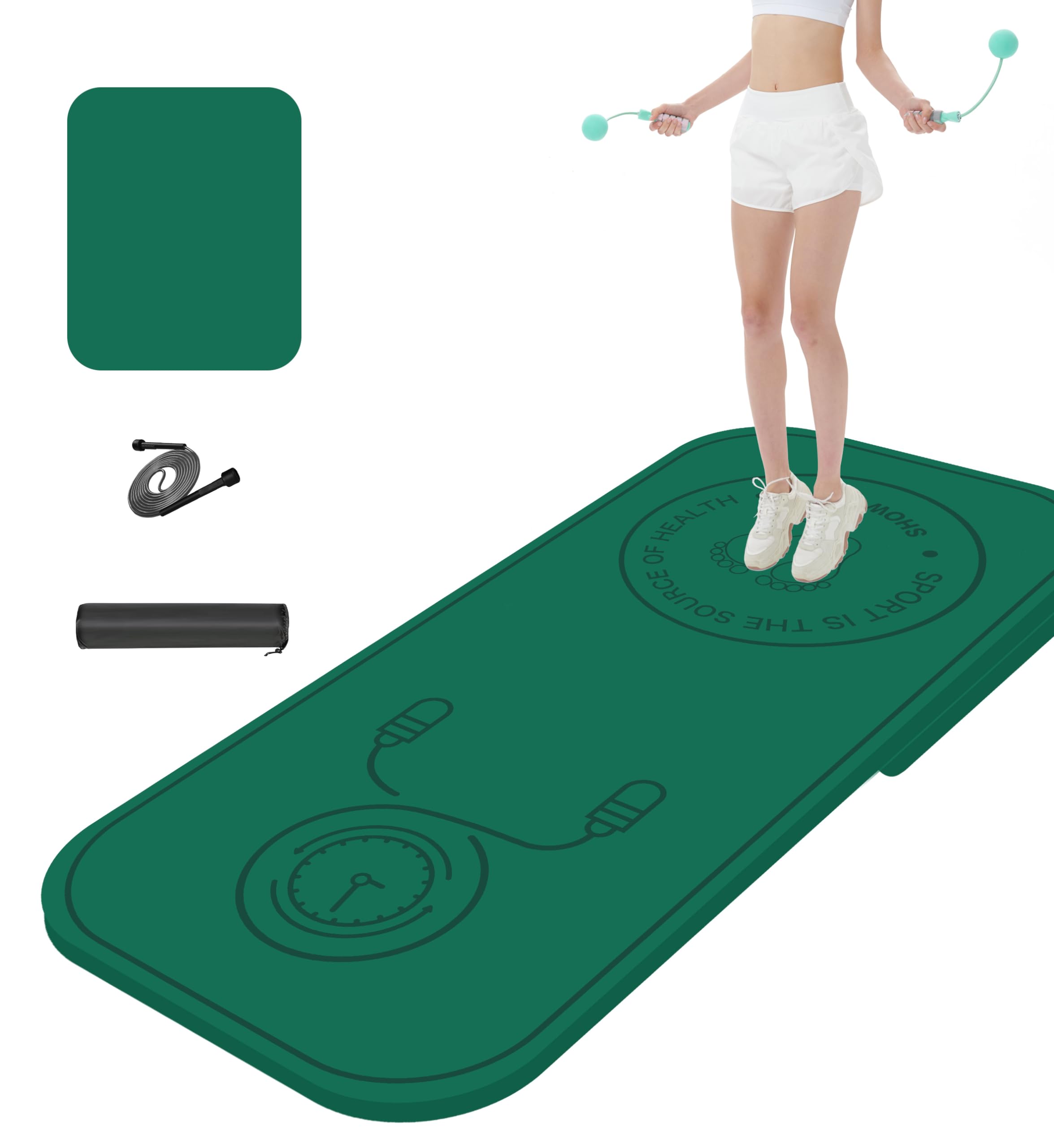 Rope Skipping Sports Shockproof Exercise Mat, All-Purpose Extra Thick High Density Anti-Tear Exercise Yoga Mat, Non Slip Jump Rope Mat for Indoor and Outdoor