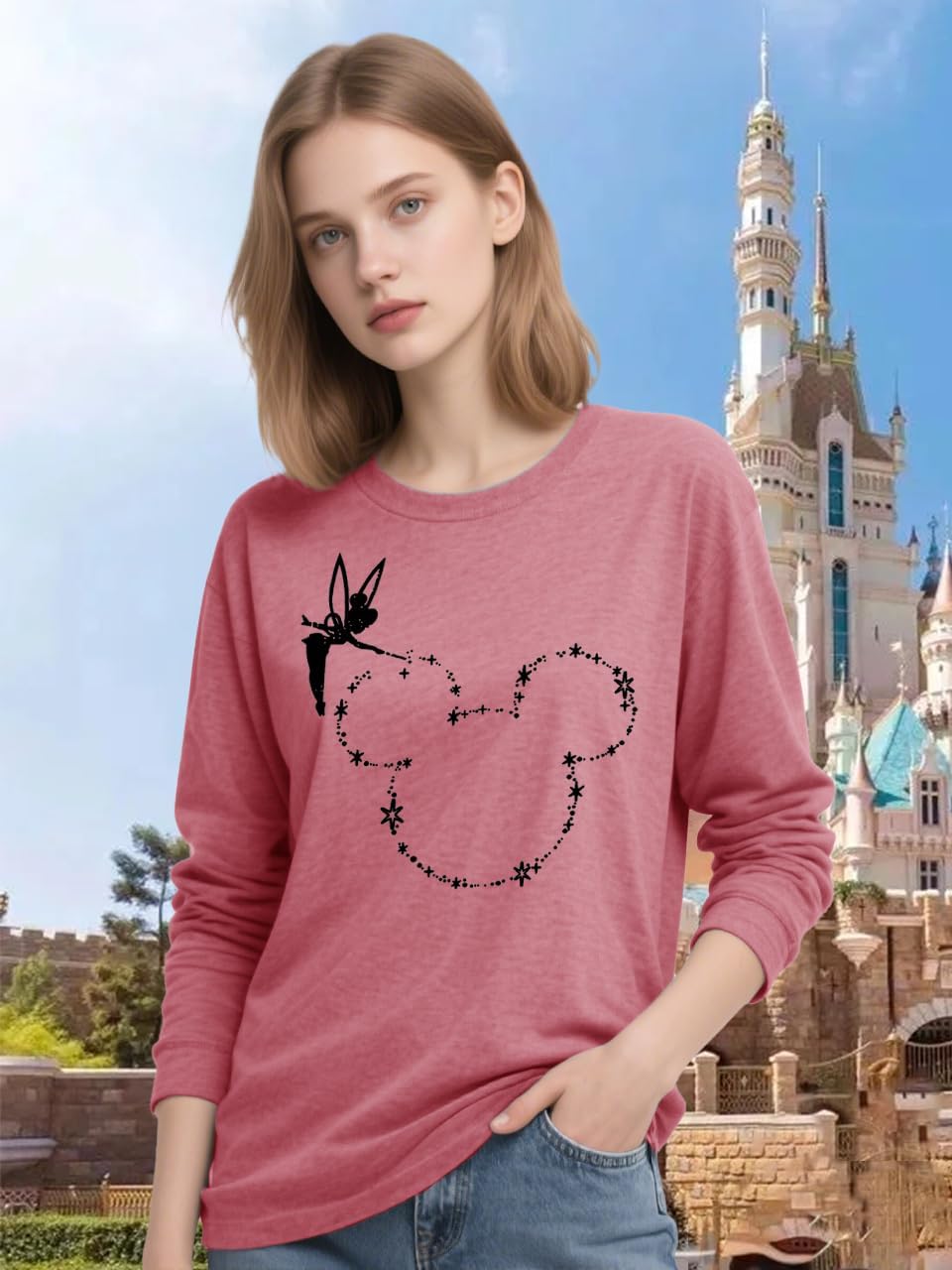 Magic Kingdom Castle Shirt Casual Vacation Holiday Long Sleeve Shirts for Women Fairy Cute Tops - Image 4