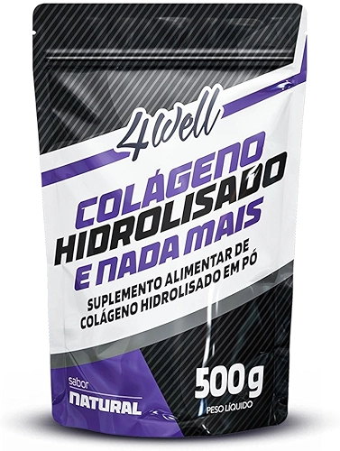 Colágeno Hidrolisado em Pó 4well 500g Tipo I Sabor Natural