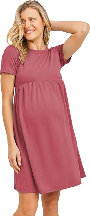LaClef Womens Maternity Casual Mini T-Shirt Dress