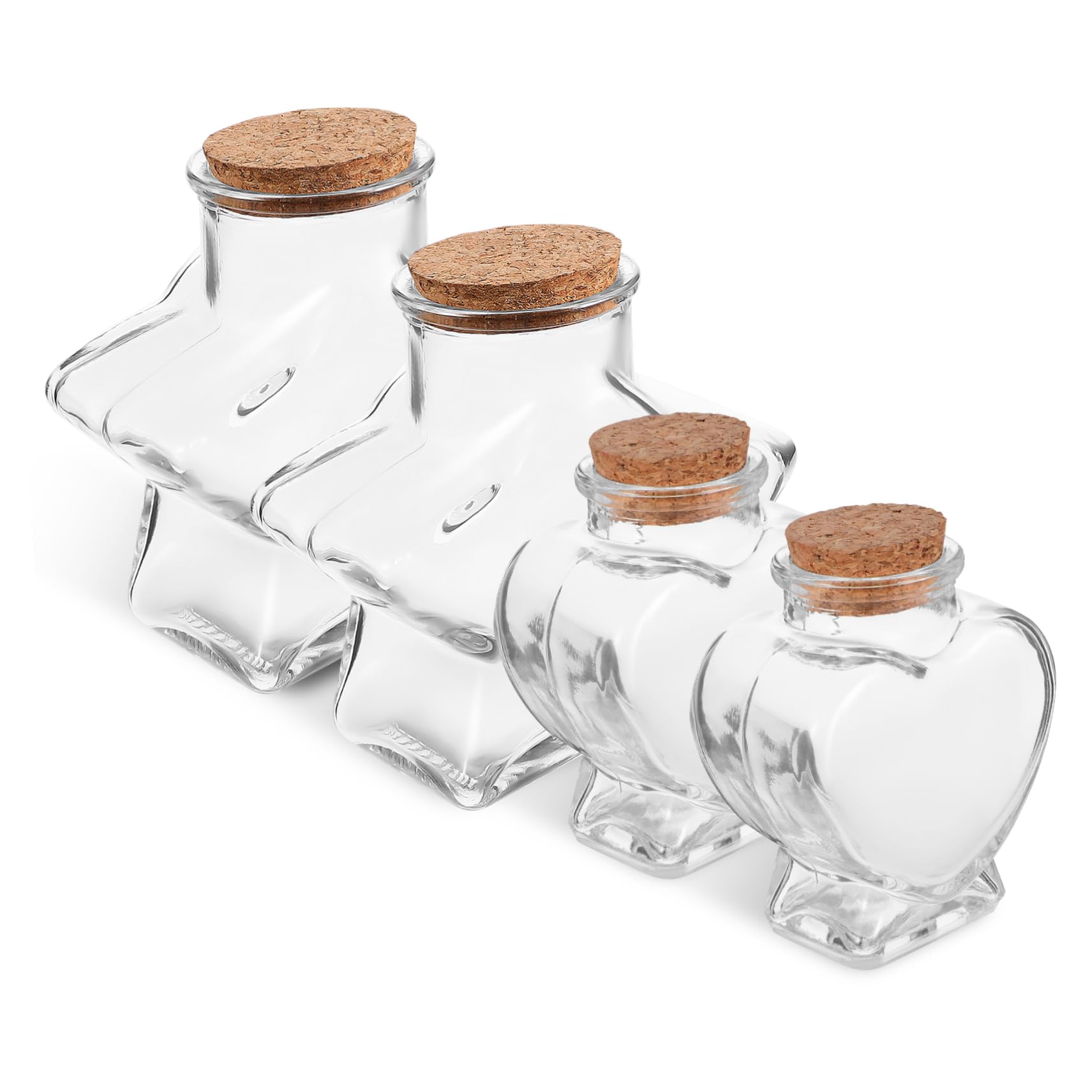 LABRIMP 4 Pcs Cork Bottle Small Wishing Jar Mason Jars with Lids Wedding Favor Jar Drift Bottles Spell Jars Star Wishing Bottle Corked DIY Bottle Candy Jar Glass Bottles with Cork