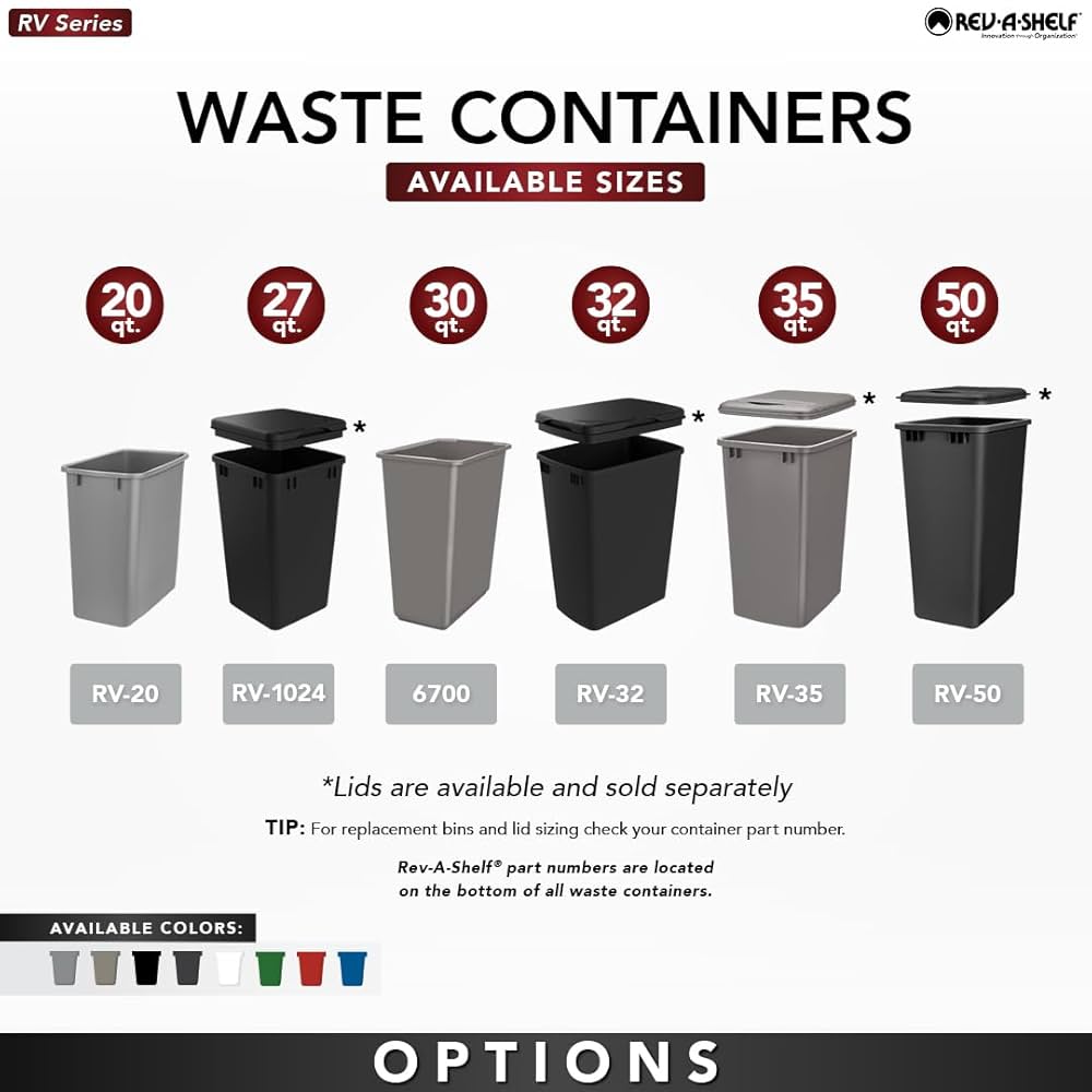 Waste(twice) - K Rev-A-Shelf Polymer Replacement 35 qt. Trash Bin, Silver, 2