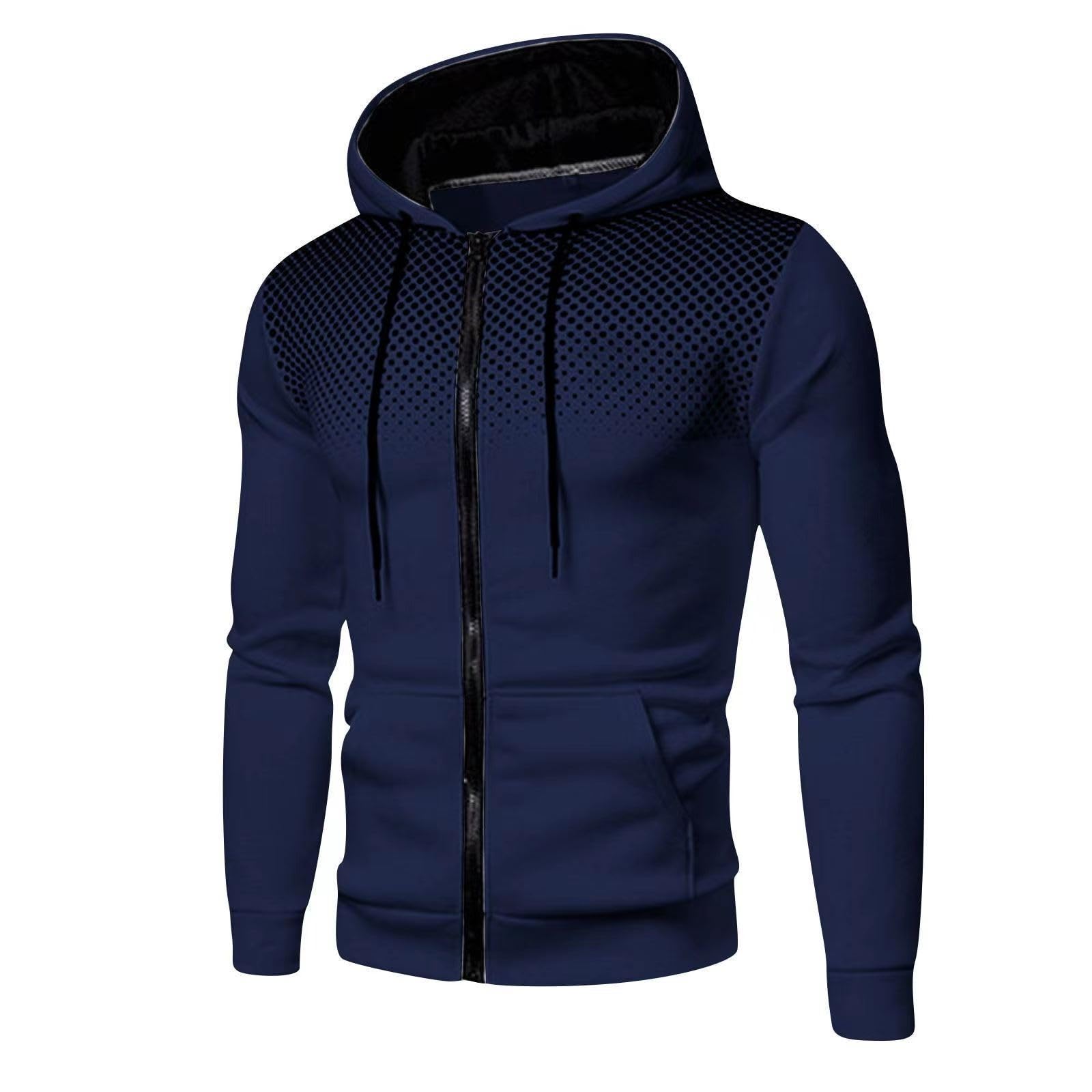 Męska sportowa bluza z kapturem z zamkiem błyskawicznym Slim Fit z długim rękawem