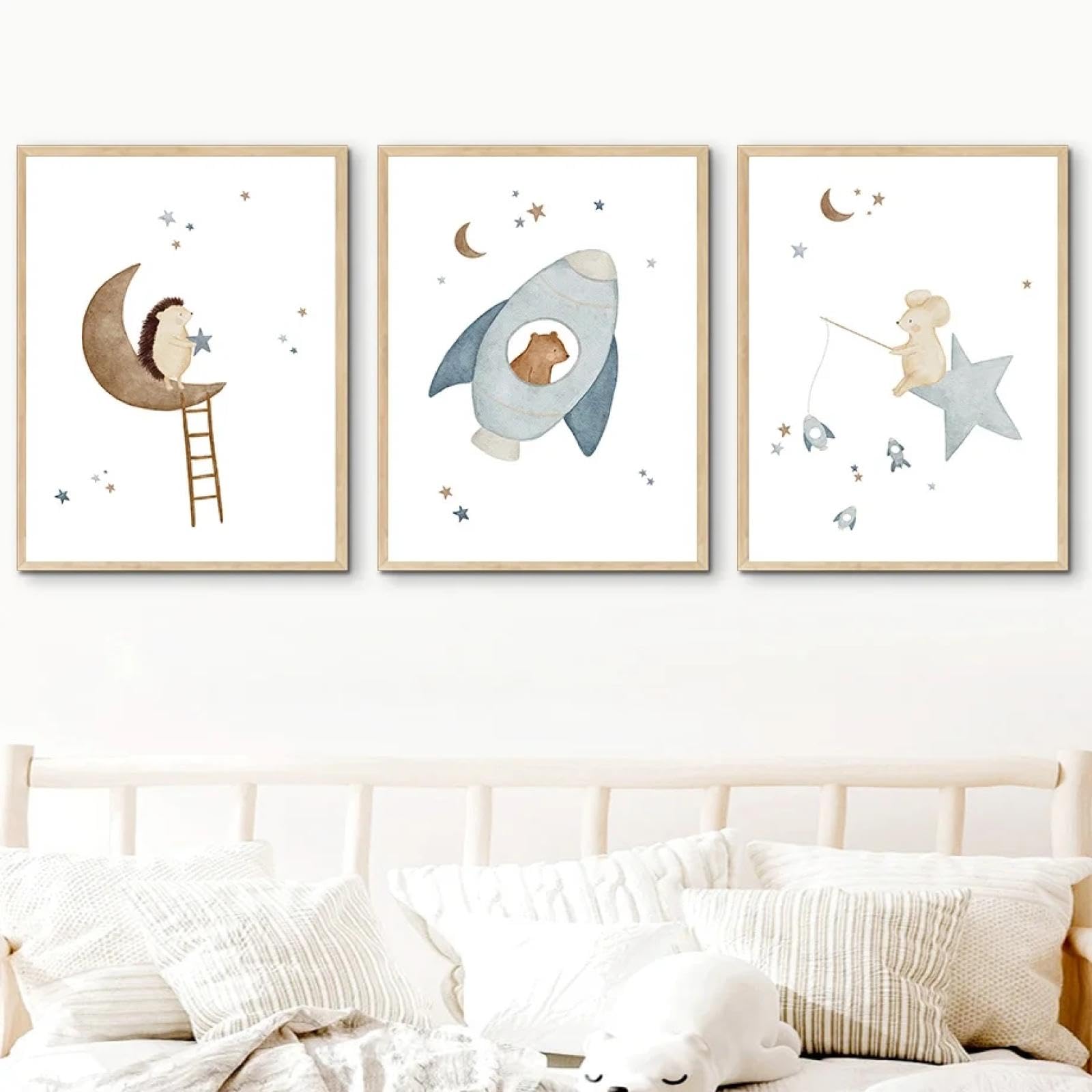 Affiche Boho Espace et Animaux pour Décoration Chambre Bébé - 6
