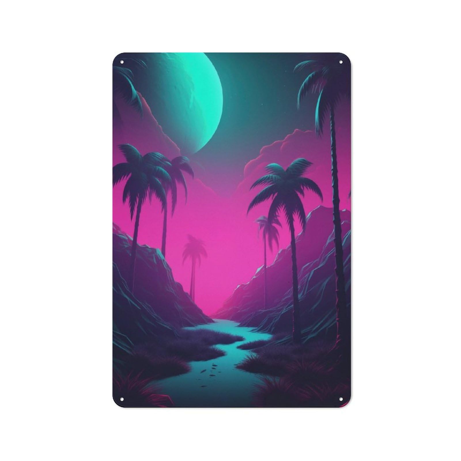 Junmoney Intense Synthwave Dreams Tin Sign 30X20cm With For Workshop Wall, Rustic Decor, Suited To Workshop Decor Fans