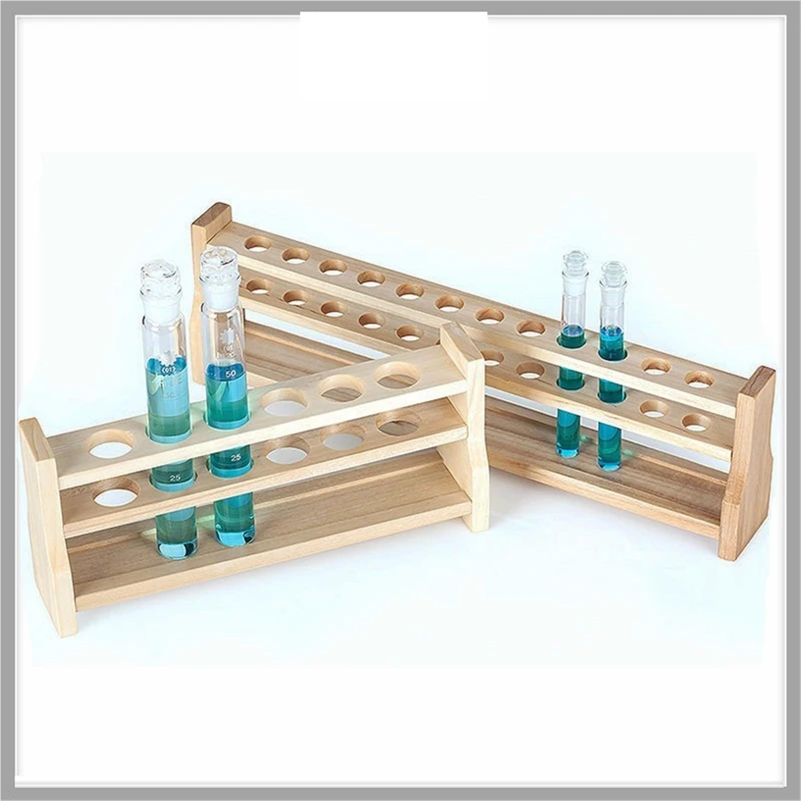 Reagenzglasgestell Holzständer, kolorimetrischer Röhrchenhalter aus Holz, 12-Loch-Laborbedarf, Reagenzglasständer