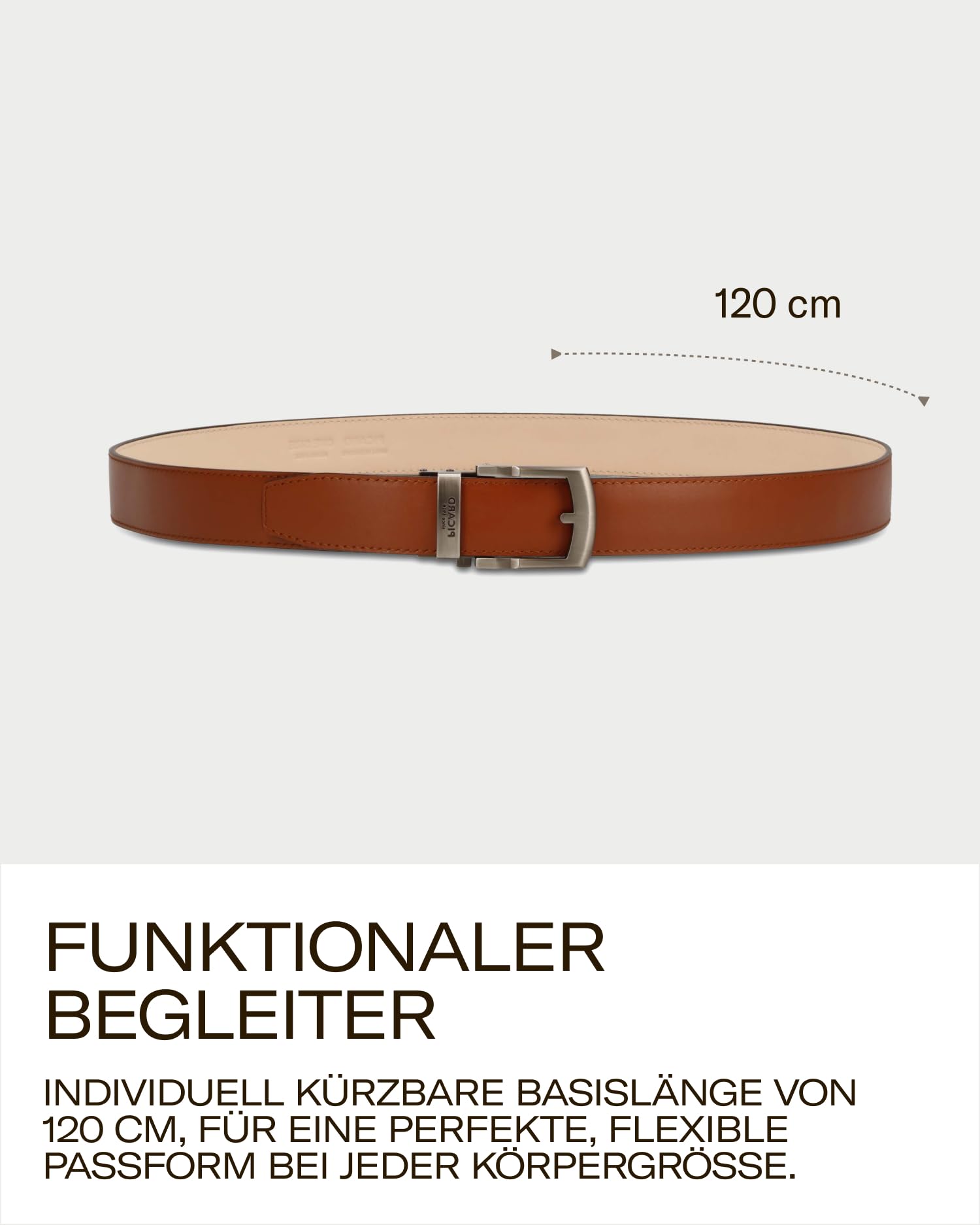 Picard Ledergürtel | Gürtel Herren stufenlos verstellbar ohne Löcher | Automatikgürtel mit Schnellverschluss | Anzuggürtel 100-110 cm auf Wunschlänge kürzbar | hochwertiges, echtes Leder