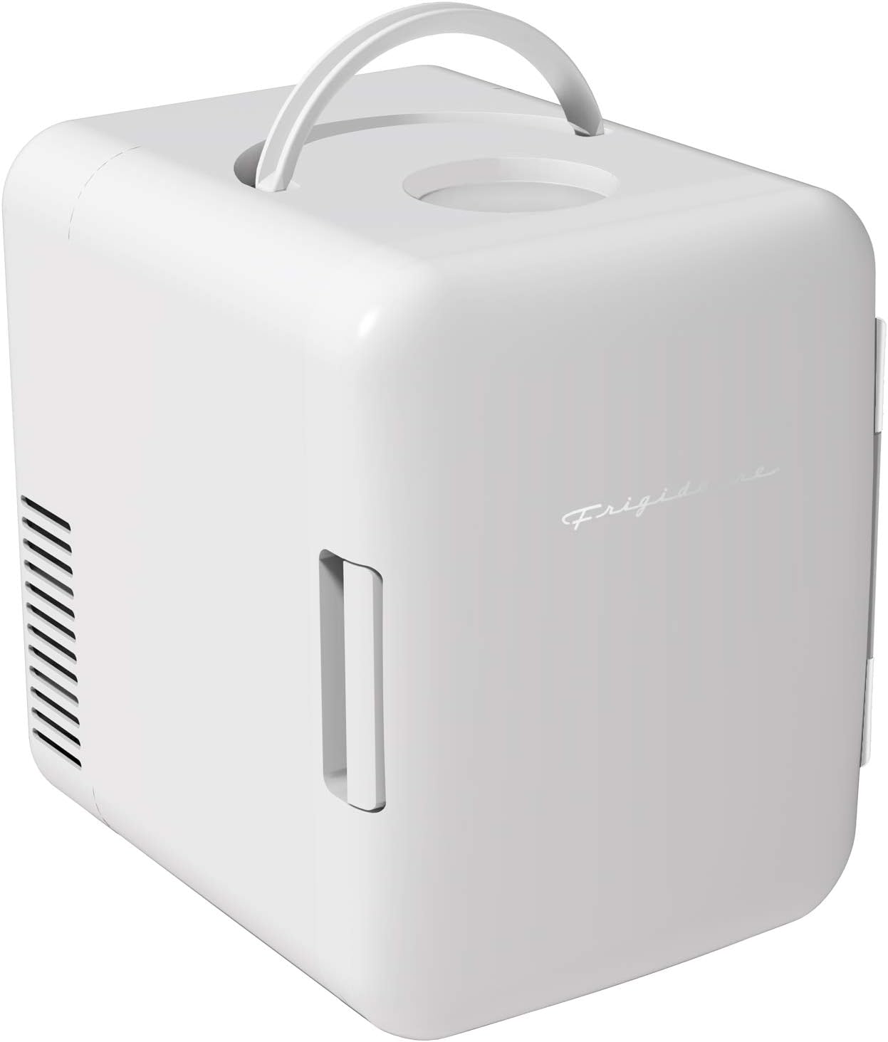 Frigidaire Mini Portable Compact Personal Fridge Cooler, 4 Liter Capacity Chills Six 12 oz Cans, 100% Freon-Free & Eco Friendly, Includes Plugs for Home Outlet & 12V Car Charger - White