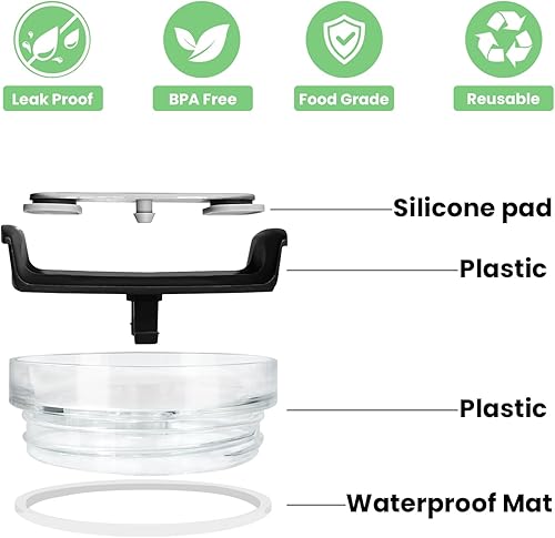 Miniatura 3 de 2 tapas de repuesto para vaso Stanley Cup de 40 onzas, tapas de repuesto resistentes a derrames, fundas transparentes para vasos Stanley Cup (blanco)