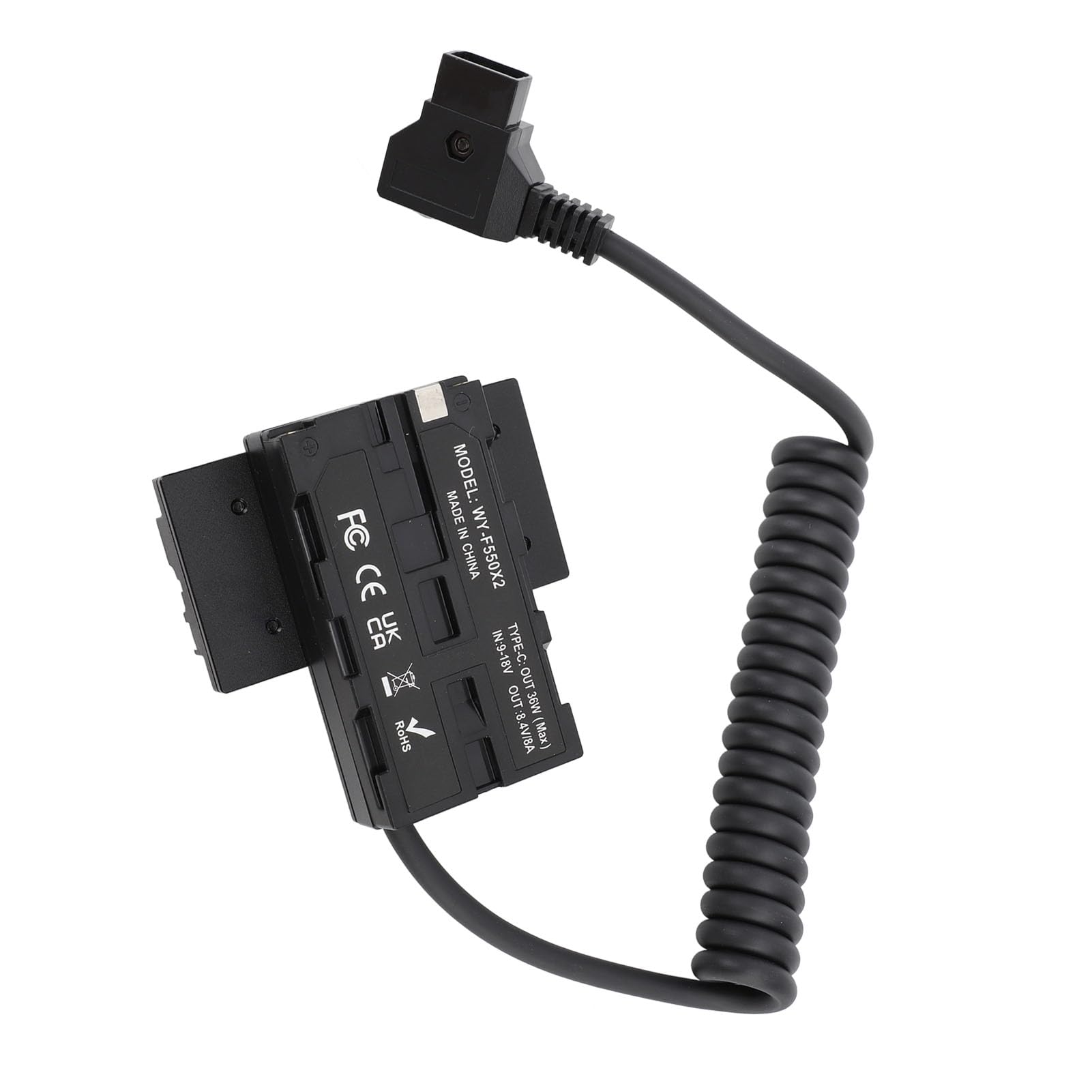 D Tap NP F550 - Adattatore di alimentazione efficiente per batteria fittizio monitor fotocamere tripla uscita adatto per la presa di vista interna ed esterna ABS metallo