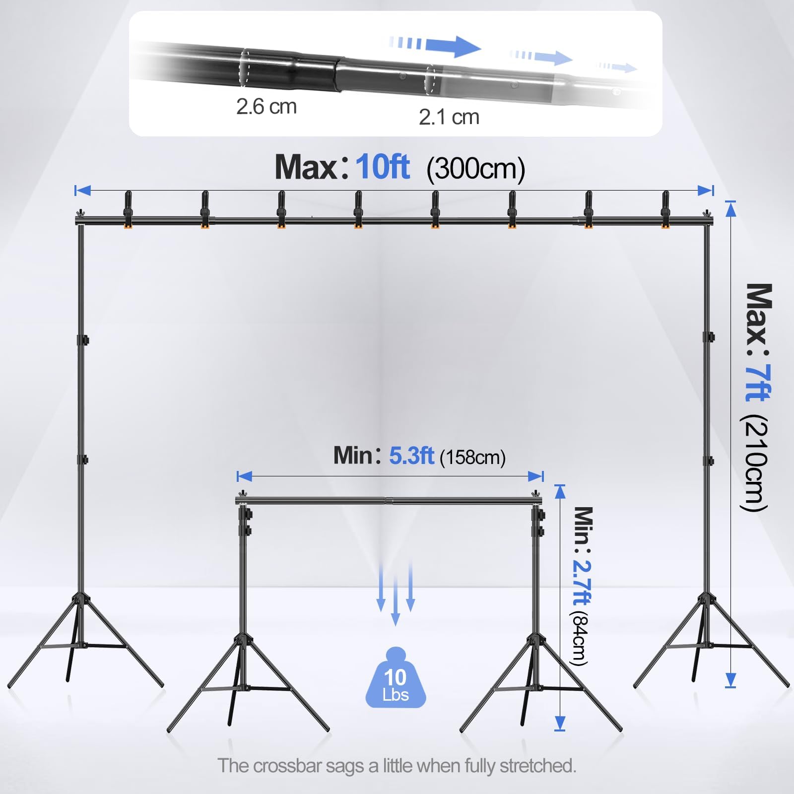 EMART Backdrop Stand 10x7FT Adjustable Back Drop Stand for Party Photoshoot — Amazon image 2