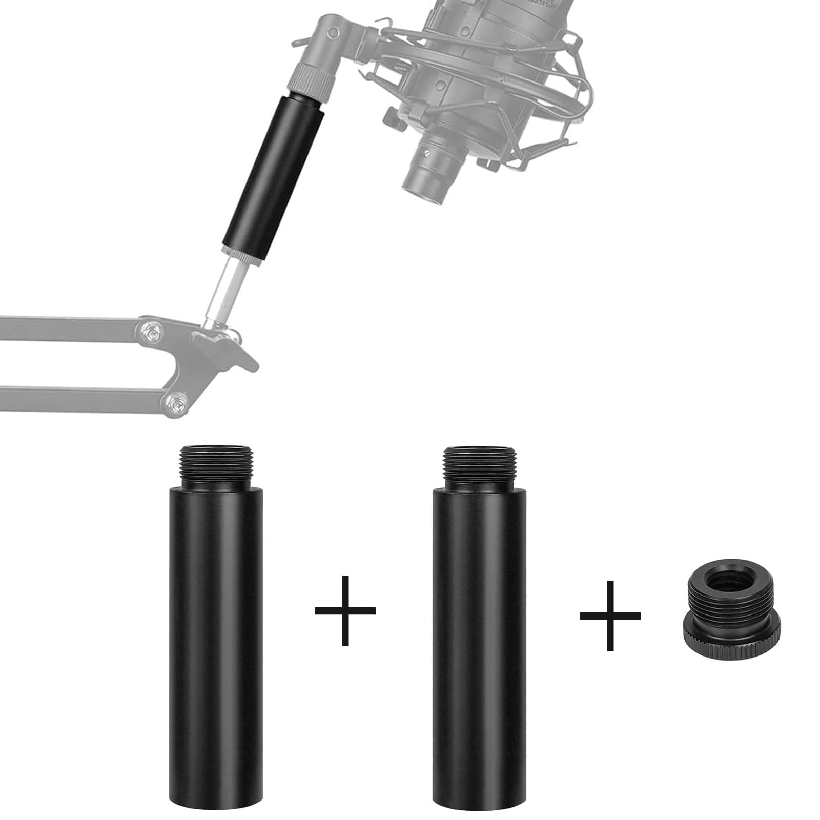 ieron Mic Extension Rod 2pcs Microphone Stand 5/8 Extension Tubes with 1pcs 3/8 to 5/8 Adapter for Table & Arm Tripods - Image 4