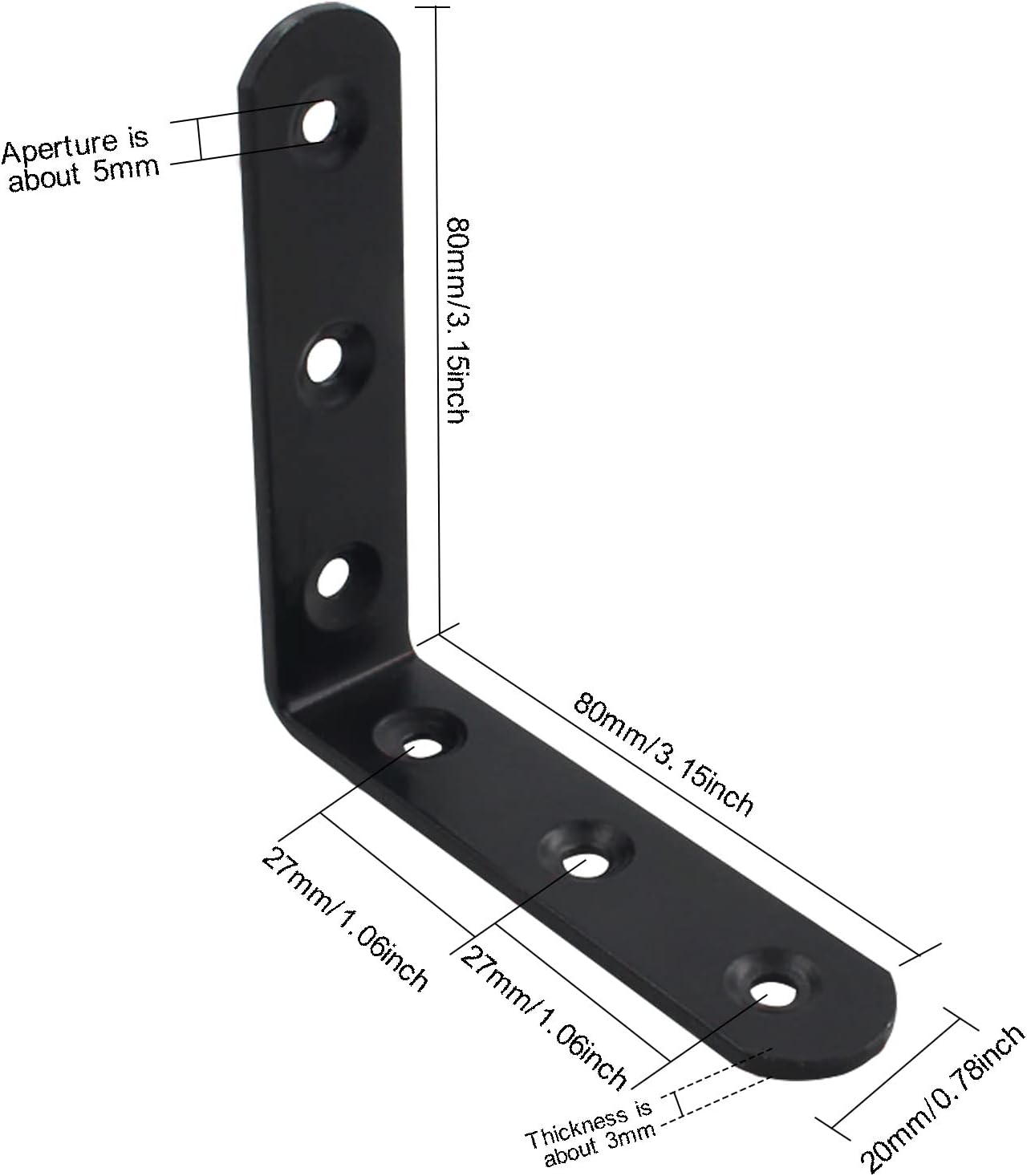 Eagles 10PCS Black Angle Brackets, 3”x 3” Heavy Duty Corner Brace 3MM 90 Degree Metal Corner Brackets for Wood, Furniture, Cabinets, Chairs, Shelves, Bookshelf, Includes Screws