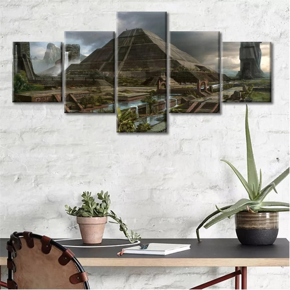 TUMOVO Wall Art for Living Room Mayan Civilization Art Prints Ancient Mexico Canvas Art Paintings Contemporary Home Decor Multi-panels Artwork for Walls Modern Posters and Prints, 50"x24" image 2