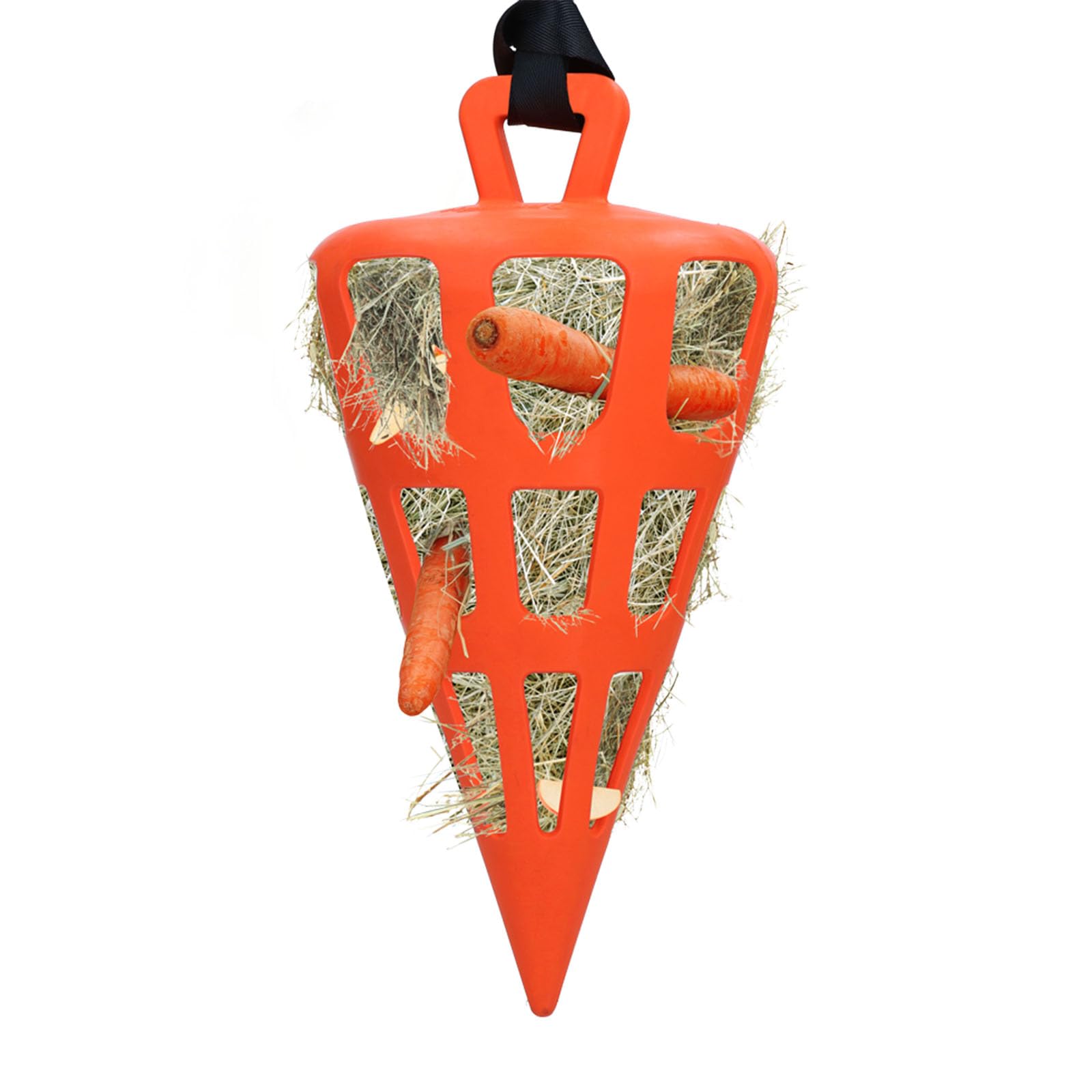 Holland Animal Care Hay Slowfeeder Fun&Flex Wurzel Ø 22 cm - Heunetz für Pferde - Heuraufe Pferd - Geeignet für Weidetiere - Gegen Stallverfall - Bis zu 1 kg Heu - Orange