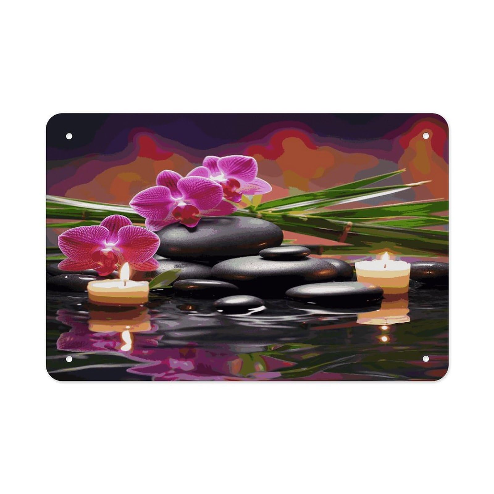 Fodpand Style Flowers In Fountain Wall Art Metal Signs Tin Sign