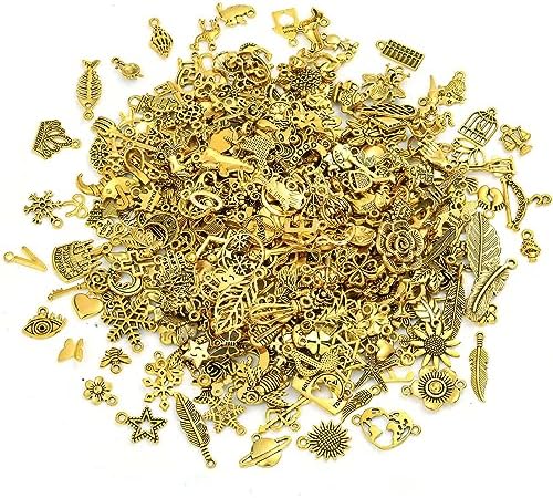 selizo 400Pcs Charms for Jewelry Making, Assorted Enamel Bracelet Bangle Charms, Mixed Bulk Metal Necklace Earring Charm for Jewelry Making