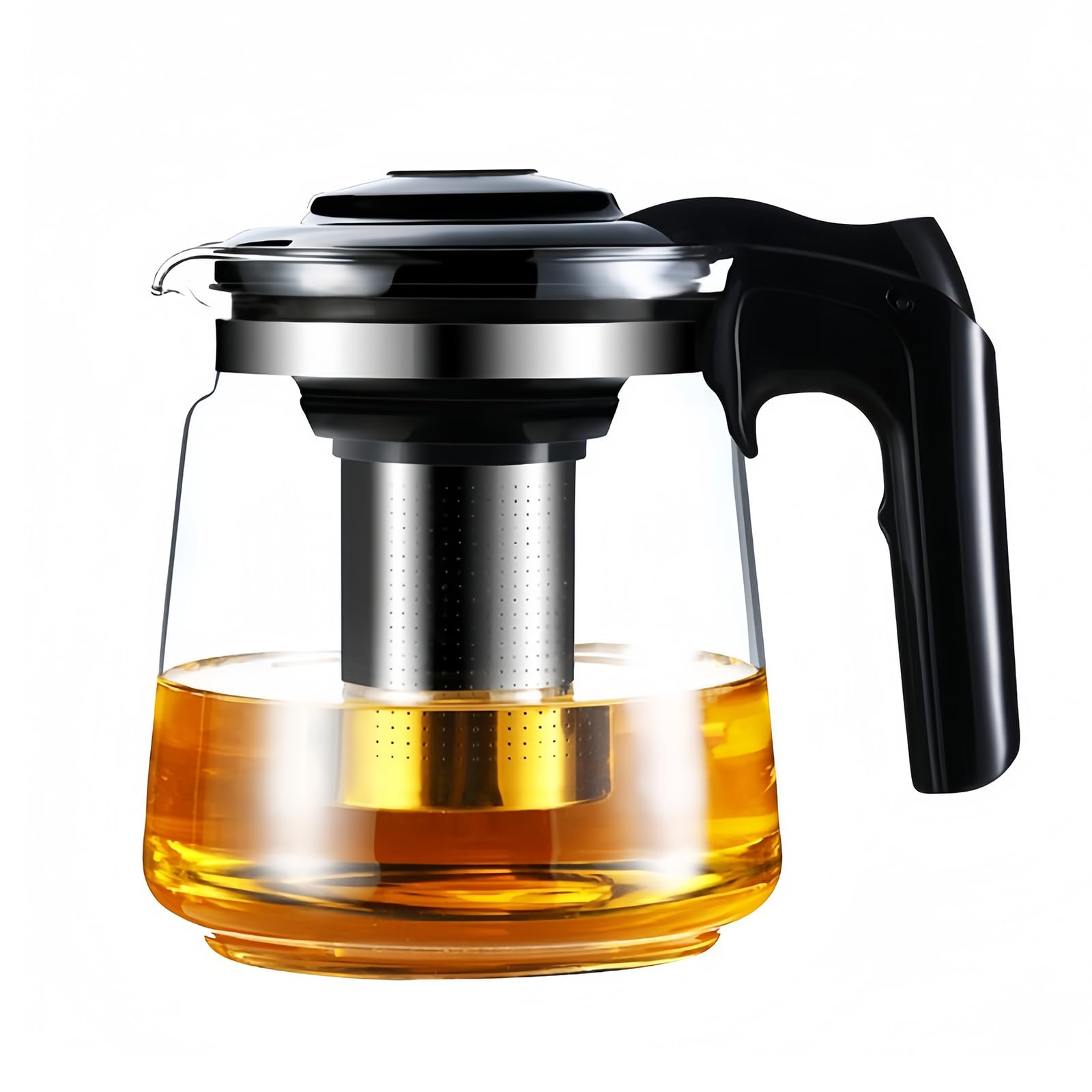 Teiera in vetro con filtro da 1,5 litri, vetro borosilicato resistente al calore, trasparente, ideale per cucina e casa