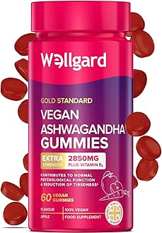 Vegan Ashwagandha Gummies – High Strength Ashwagandha with Vitamin B6, Highly Bioavailable, 60 Gummies, UK Formulated