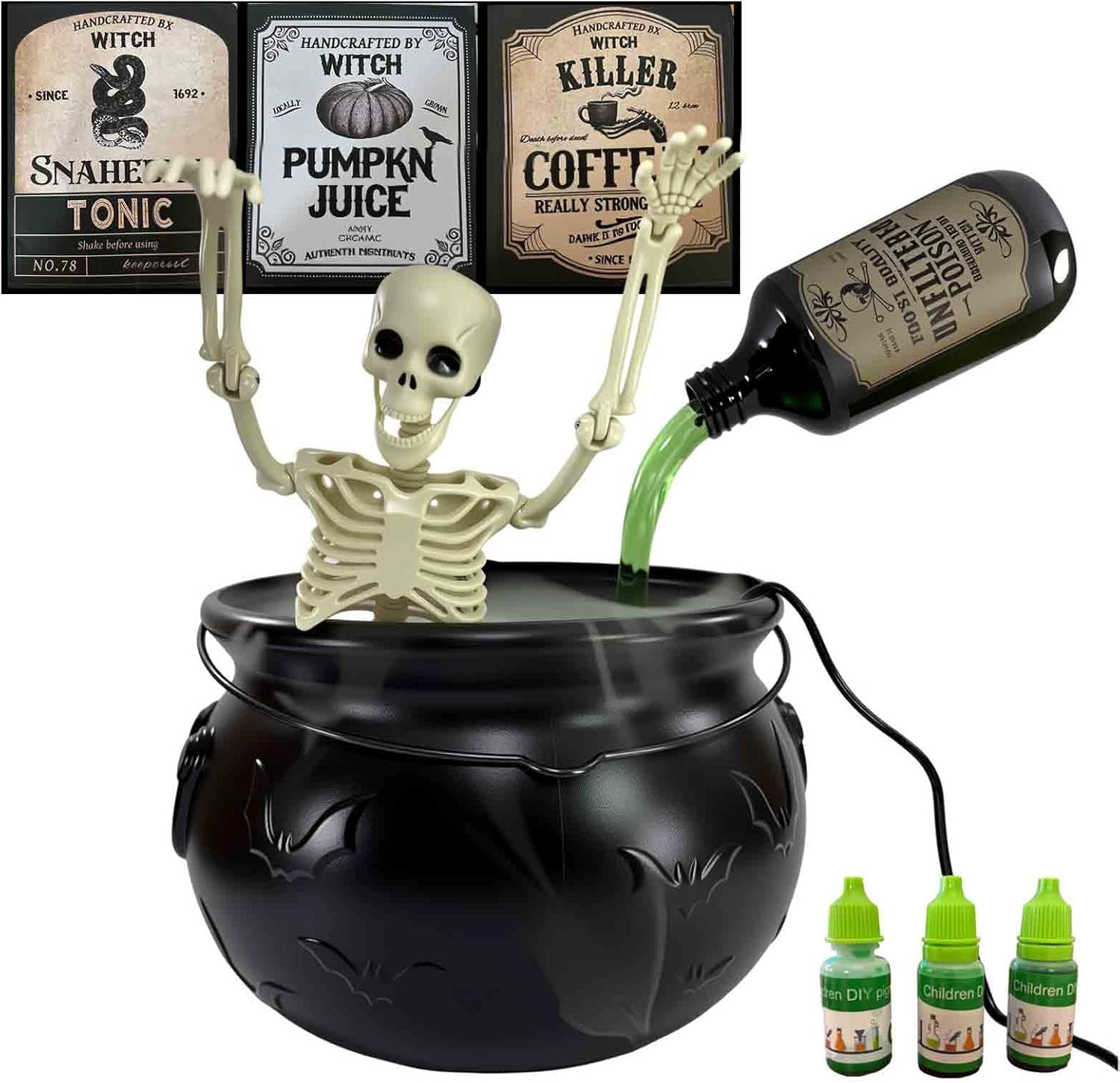 Cauldron Halloween Decor?Halloween Decor Indoor Witches Cauldron?Magic Cauldron Floating Potion Bottle Cauldron