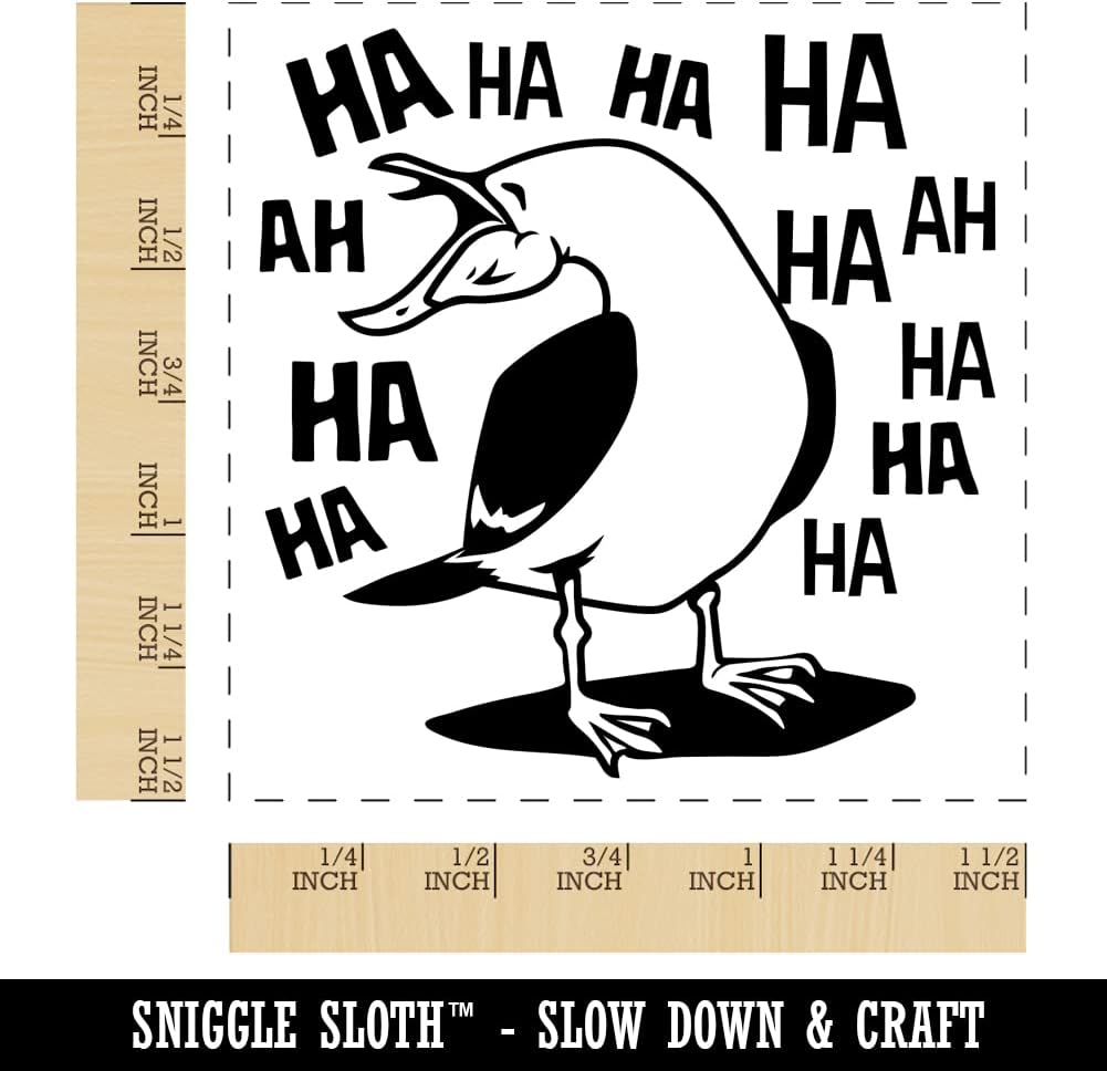 Seagull Laughing Out Loud Self-Inking Rubber Stamp Ink Stamper - 1-1/2 Inch Large - Red Ink