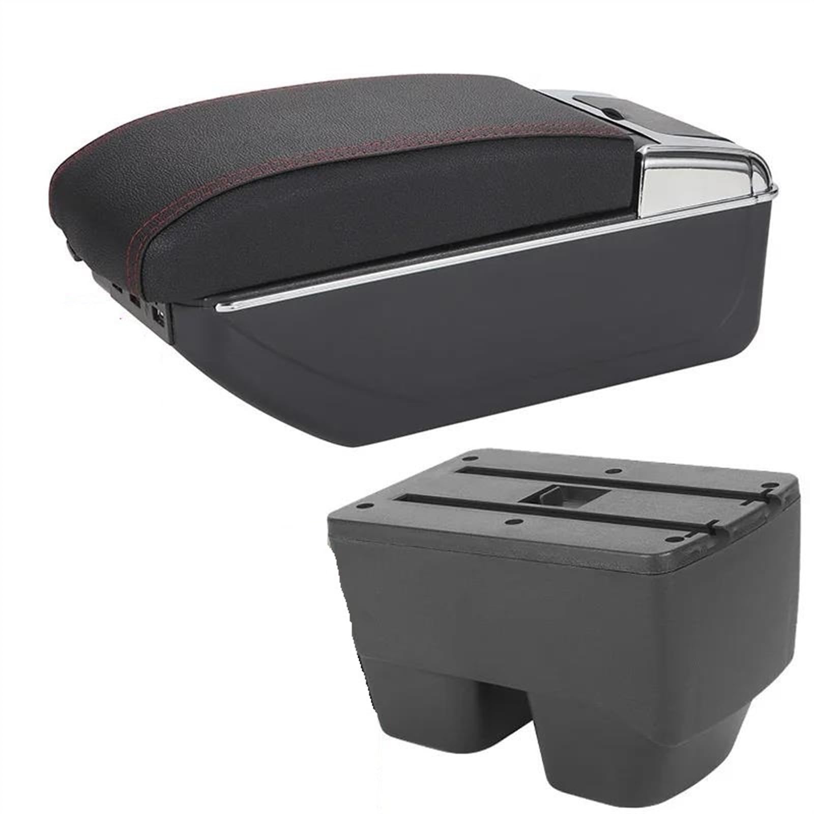 NOHEEU Car Armrest Box Storage Dedicated Retrofit Parts Interior Accessorie For Yaris SUV Cross(B1 Black red 7USB)