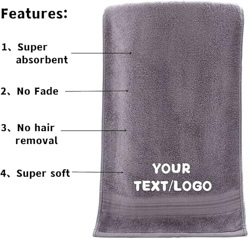 Miniatura 3 de Juego de 2 toallas bordadas personalizadas, juego de toallas de baño suaves, toalla bordada como regalo personalizado para deportes, fitness, viajes
