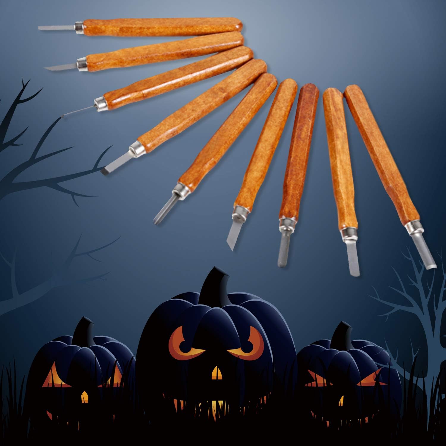 Halloween Pumpkin Carving Tools Knife Kit - Great for Beginners Carving Sculpt Jack-O-Lantern - 12 PCS SK2 Professional Carving Knife with Reusable Box